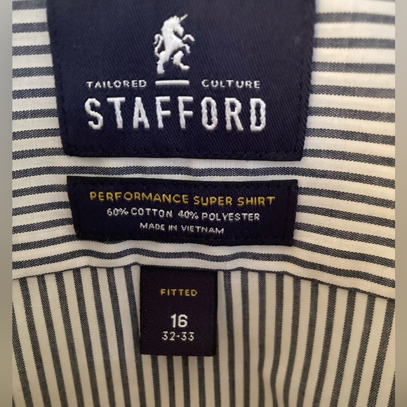 Stafford Striped Button Down Long Sleeve Dress Shirt Size 16  32/33 - Picture 5 of 6